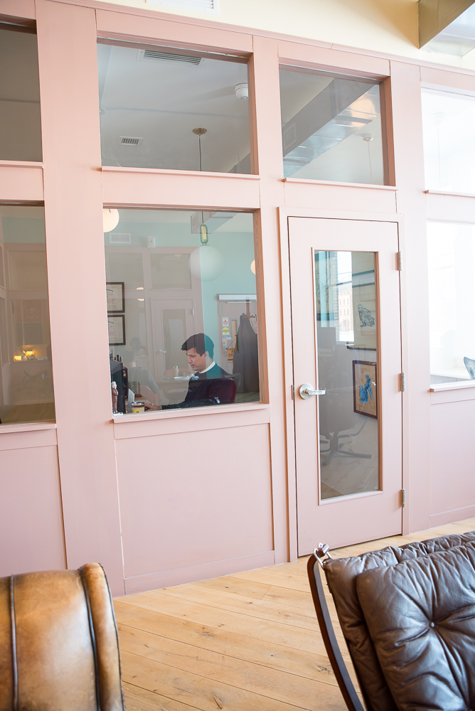 Enclosed private office with interior window at Fulton Commons Pittsburgh